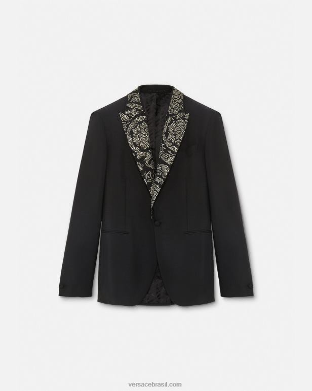 roupas P2TX1275 Versace blazer silhueta barroco com tachas preto homens