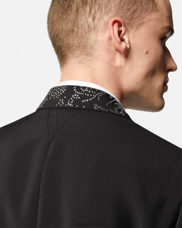 roupas P2TX1275 Versace blazer silhueta barroco com tachas preto homens