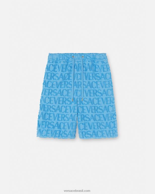 roupas P2TX1429 Versace shorts de toalha azul claro homens