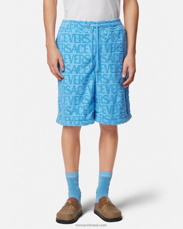 roupas P2TX1429 Versace shorts de toalha azul claro homens