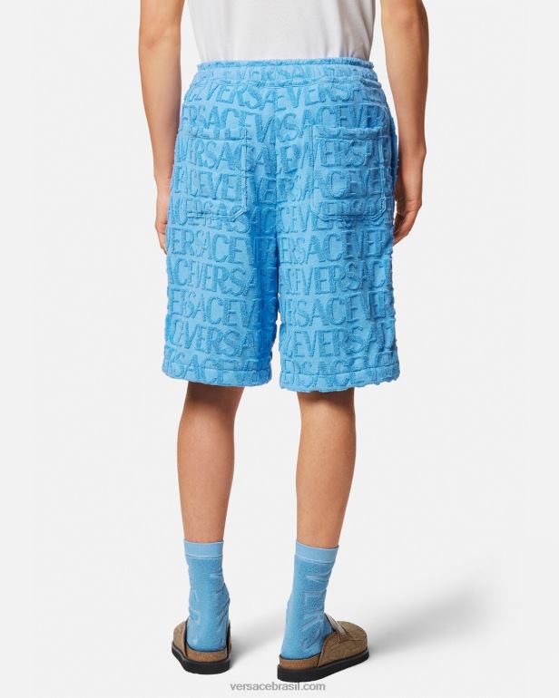 roupas P2TX1429 Versace shorts de toalha azul claro homens