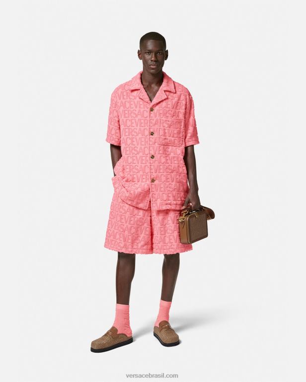 roupas P2TX1430 Versace shorts de toalha rosa homens