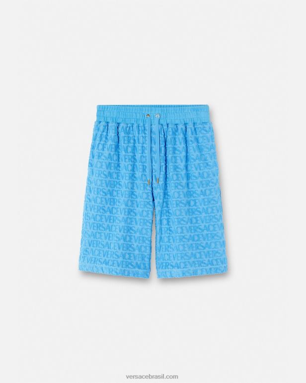 roupas P2TX1431 Versace shorts de toalha azul claro homens