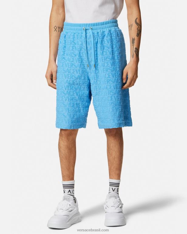 roupas P2TX1431 Versace shorts de toalha azul claro homens
