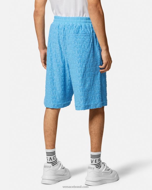 roupas P2TX1431 Versace shorts de toalha azul claro homens