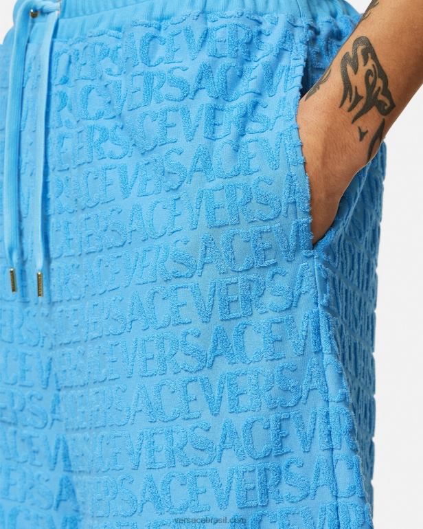 roupas P2TX1431 Versace shorts de toalha azul claro homens