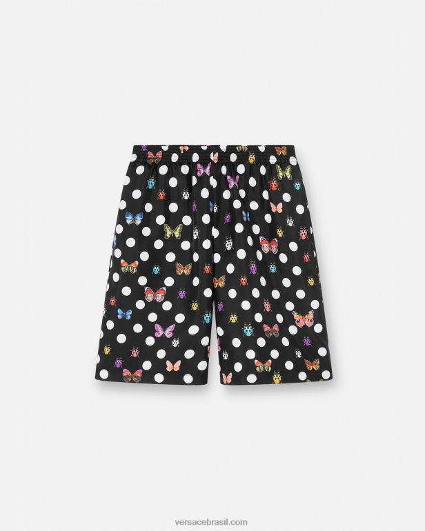 roupas P2TX1432 Versace shorts de seda com borboletas Uma cor homens