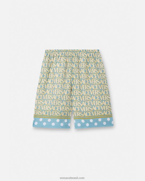 roupas P2TX1439 Versace shorts de linho imprimir homens