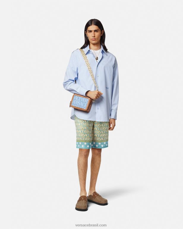 roupas P2TX1439 Versace shorts de linho imprimir homens