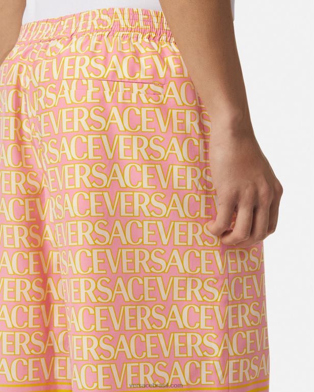 roupas P2TX1440 Versace shorts de mistura de algodão imprimir homens