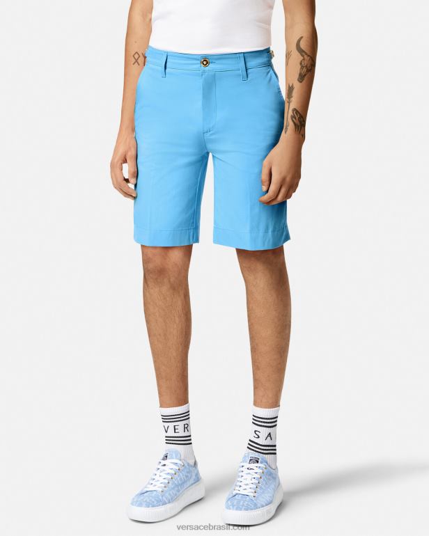 roupas P2TX1445 Versace bermuda medusa biggie azul claro homens