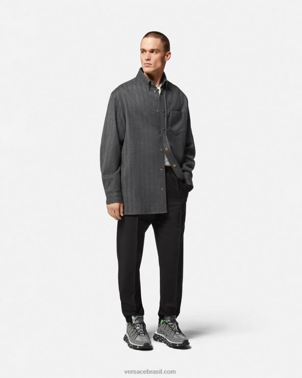 roupas P2TX1450 Versace calça jogger mescla mohair preto homens