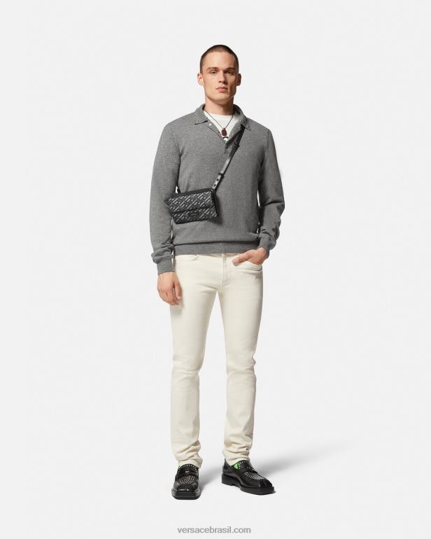 roupas P2TX1451 Versace calça jeans medusa branco homens