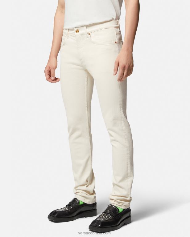 roupas P2TX1451 Versace calça jeans medusa branco homens