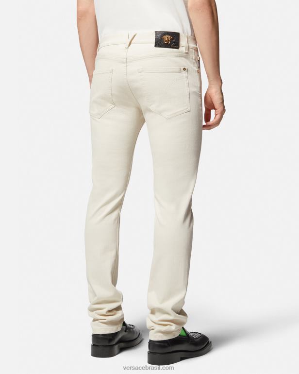 roupas P2TX1451 Versace calça jeans medusa branco homens