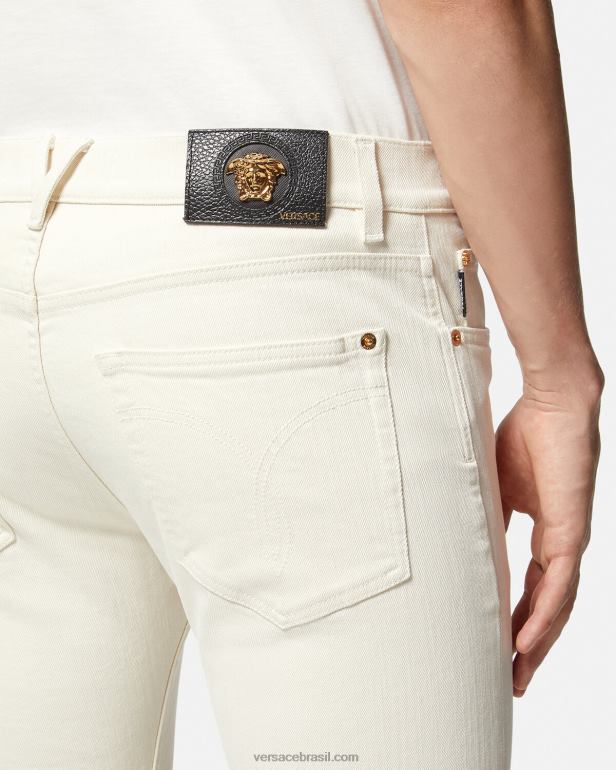 roupas P2TX1451 Versace calça jeans medusa branco homens