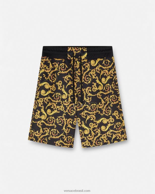 roupas P2TX2382 Versace esboço de shorts de alta costura ouro Preto homens