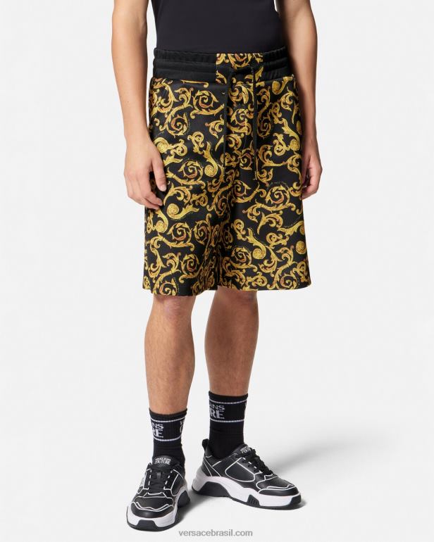 roupas P2TX2382 Versace esboço de shorts de alta costura ouro Preto homens