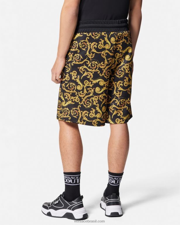 roupas P2TX2382 Versace esboço de shorts de alta costura ouro Preto homens
