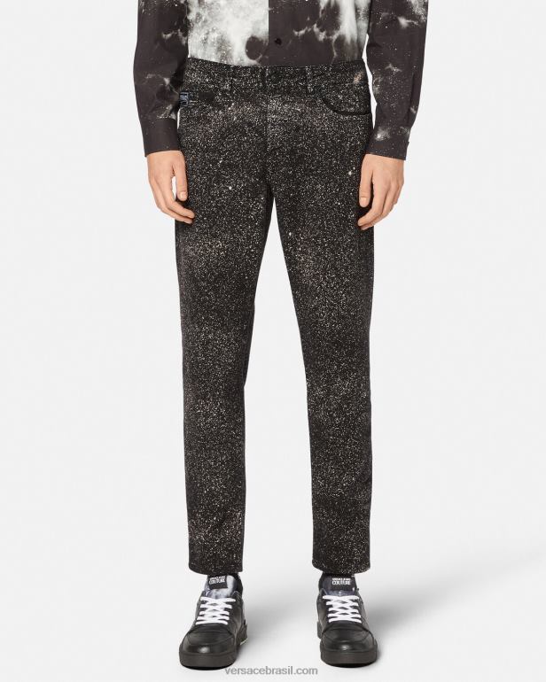 roupas P2TX2384 Versace calça jeans interestelar júpiter preto homens