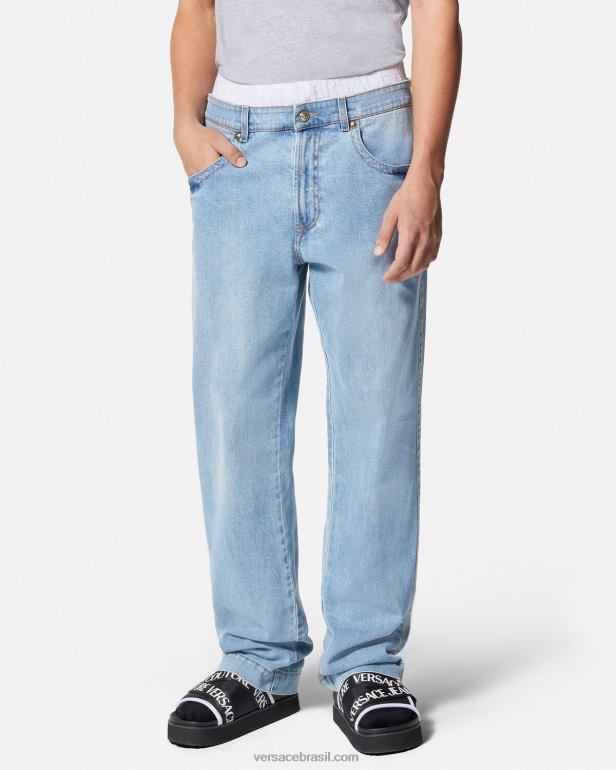 roupas P2TX2420 Versace calça jeans com logo azul homens