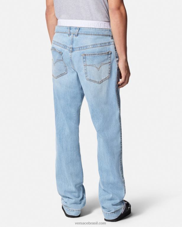 roupas P2TX2420 Versace calça jeans com logo azul homens