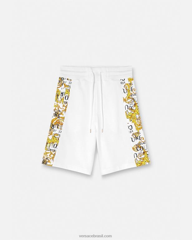 roupas P2TX2424 Versace shorts de moletom de alta costura com logotipo ouro e branco homens