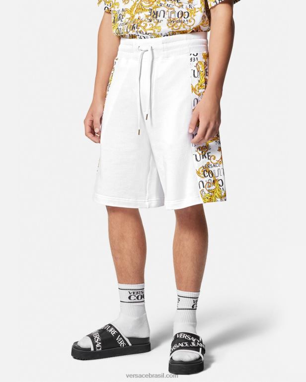 roupas P2TX2424 Versace shorts de moletom de alta costura com logotipo ouro e branco homens