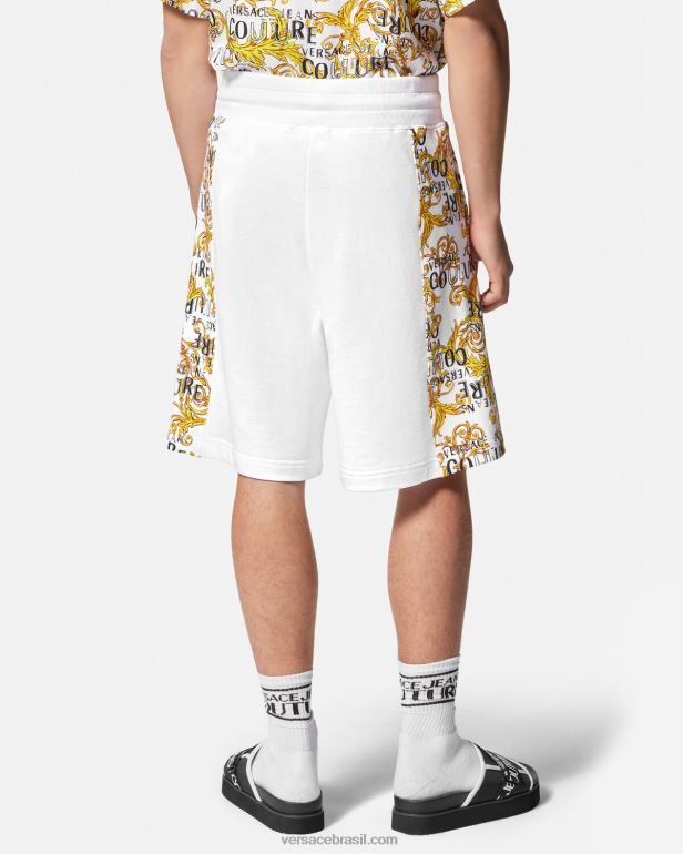 roupas P2TX2424 Versace shorts de moletom de alta costura com logotipo ouro e branco homens