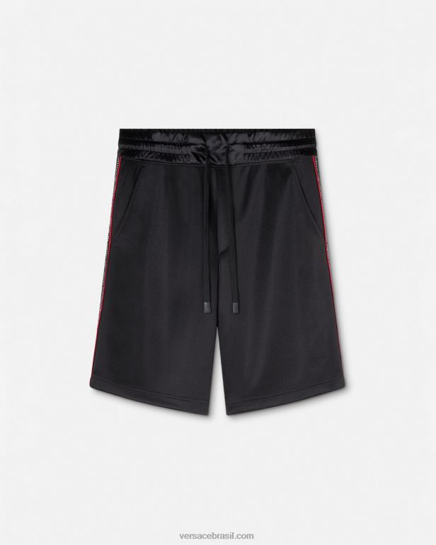 roupas P2TX2432 Versace shorts de moletom com logotipo preto homens