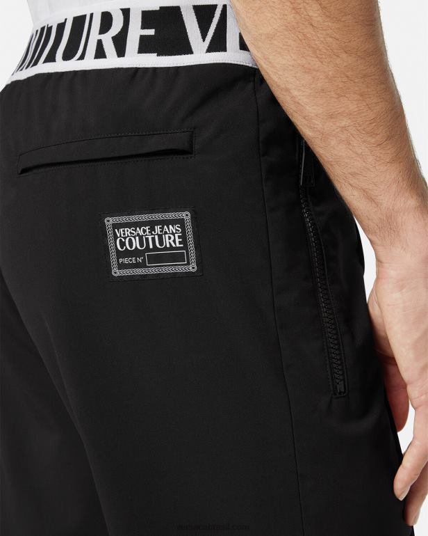 roupas P2TX2438 Versace calças com logotipo preto homens