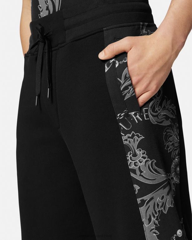 roupas P2TX2441 Versace shorts de moletom de alta costura preto homens