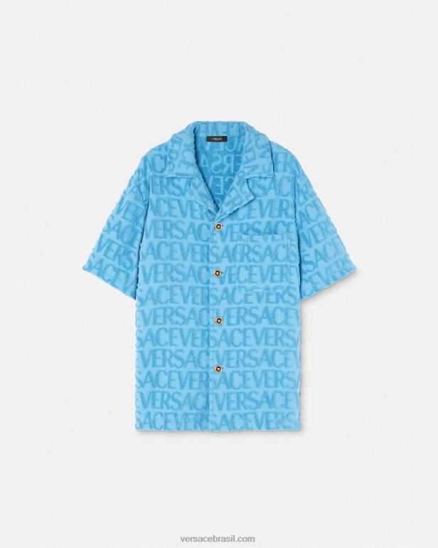 roupas P2TX1280 Versace overshirt de toalha azul claro homens