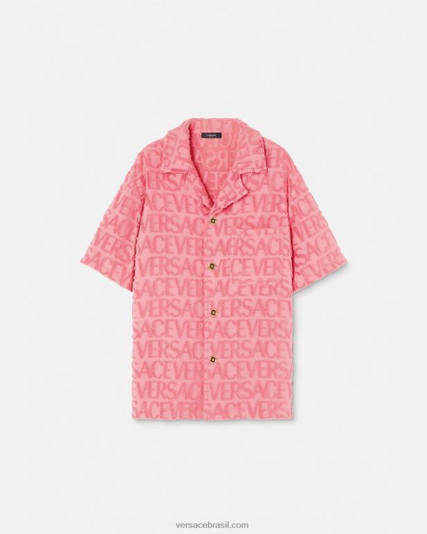 roupas P2TX1281 Versace overshirt de toalha rosa homens