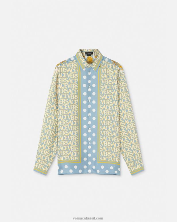 roupas P2TX1284 Versace camisa de seda completa imprimir homens