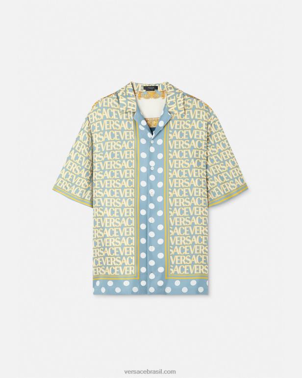 roupas P2TX1285 Versace camisa de seda completa imprimir homens