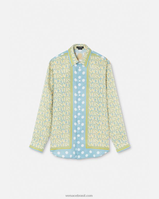 roupas P2TX1287 Versace camisa de linho imprimir homens