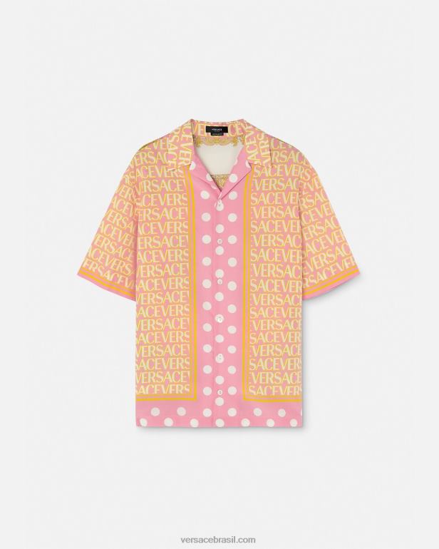 roupas P2TX1288 Versace camisa de mistura de algodão imprimir homens