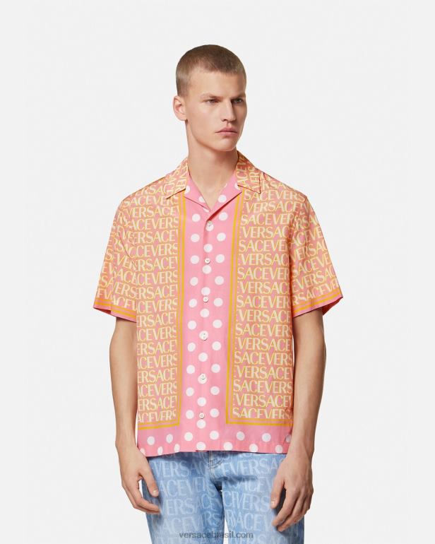 roupas P2TX1288 Versace camisa de mistura de algodão imprimir homens