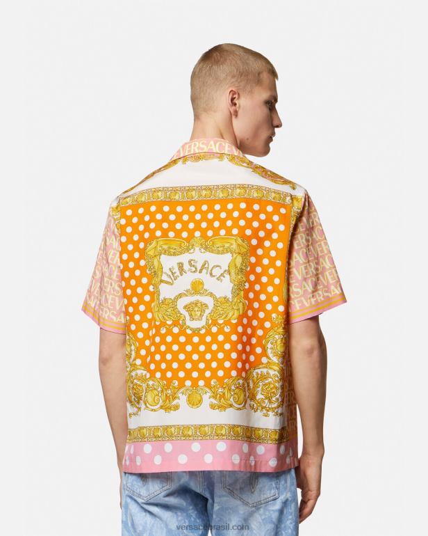 roupas P2TX1288 Versace camisa de mistura de algodão imprimir homens