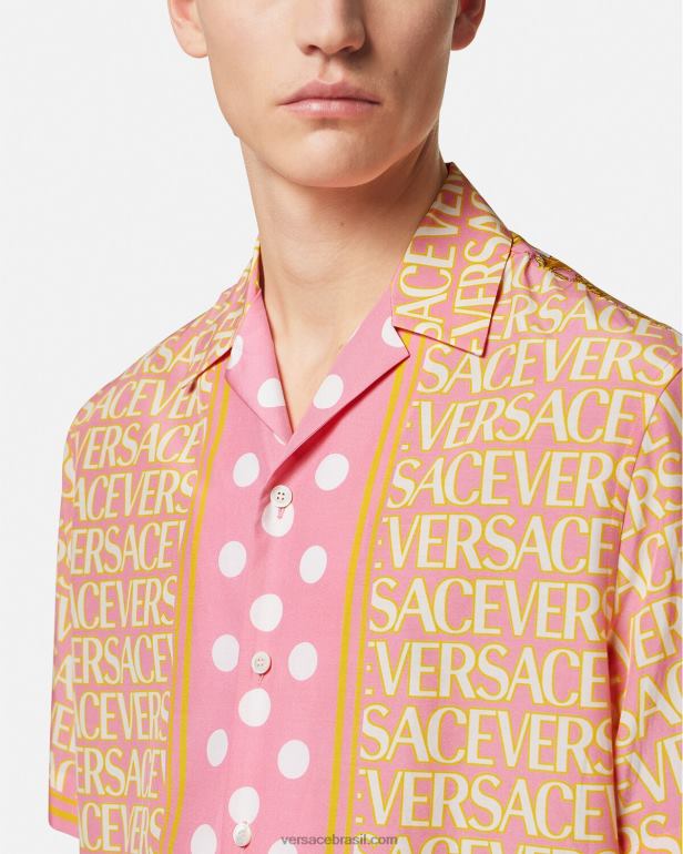 roupas P2TX1288 Versace camisa de mistura de algodão imprimir homens