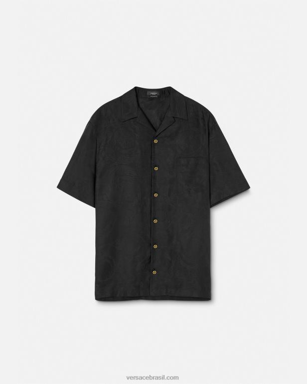 roupas P2TX1289 Versace camisa silhueta barroco preto homens