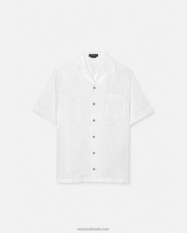 roupas P2TX1290 Versace camisa silhueta barroco branco homens