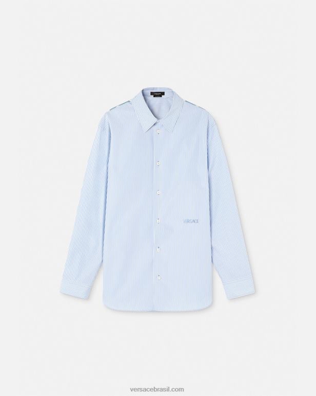 roupas P2TX1293 Versace camisa barroca listrada concha imprimir homens