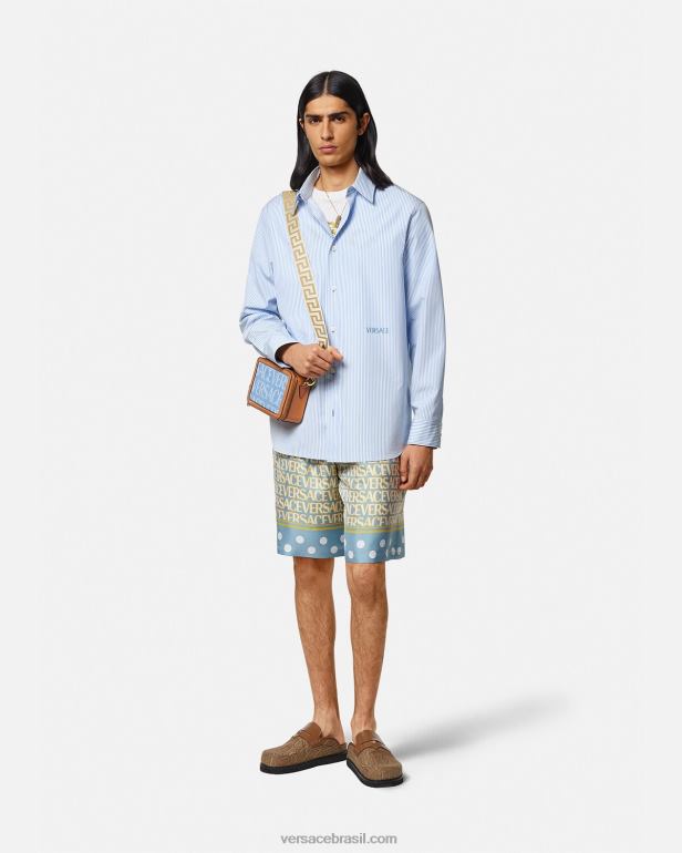 roupas P2TX1293 Versace camisa barroca listrada concha imprimir homens