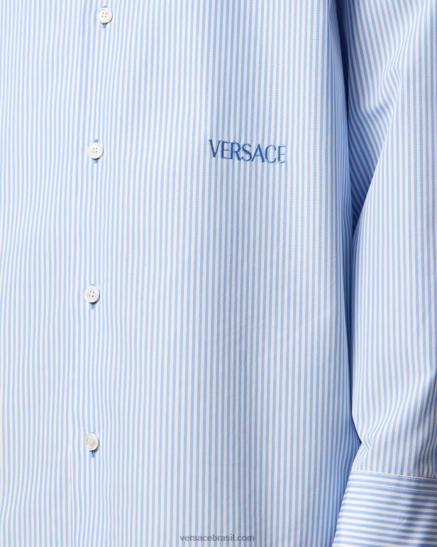 roupas P2TX1293 Versace camisa barroca listrada concha imprimir homens