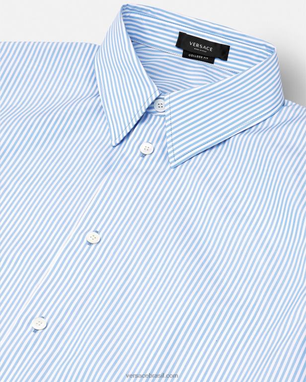 roupas P2TX1293 Versace camisa barroca listrada concha imprimir homens