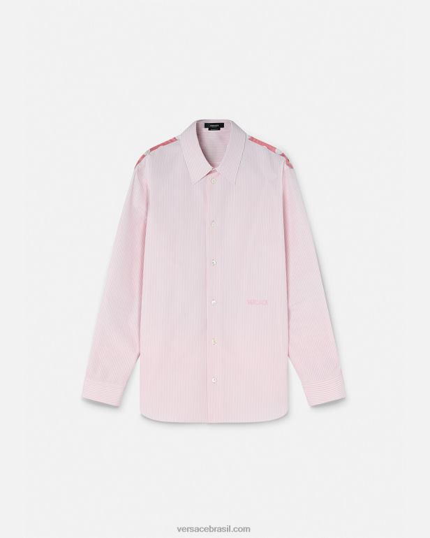 roupas P2TX1294 Versace camisa barroca listrada concha imprimir homens