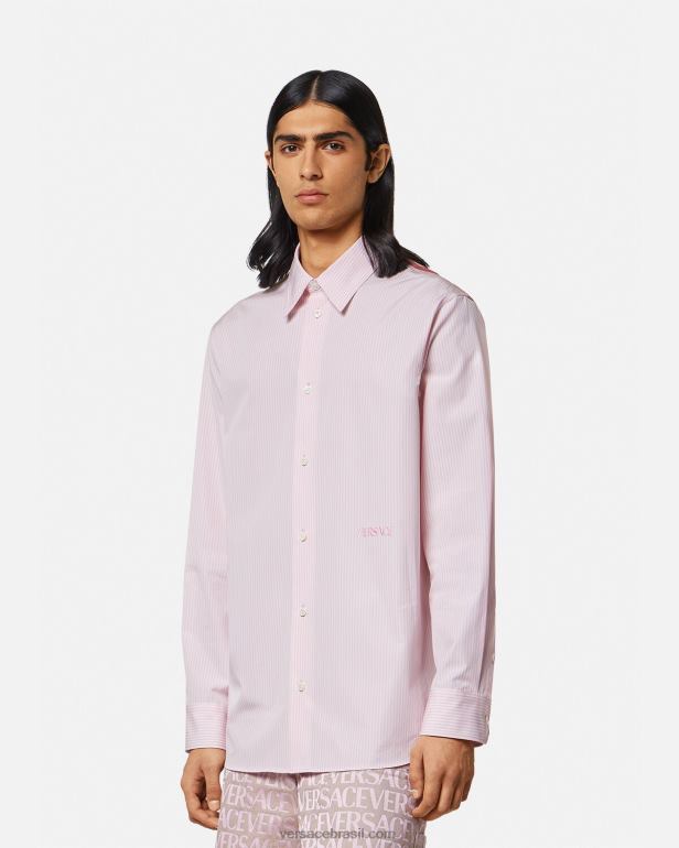 roupas P2TX1294 Versace camisa barroca listrada concha imprimir homens