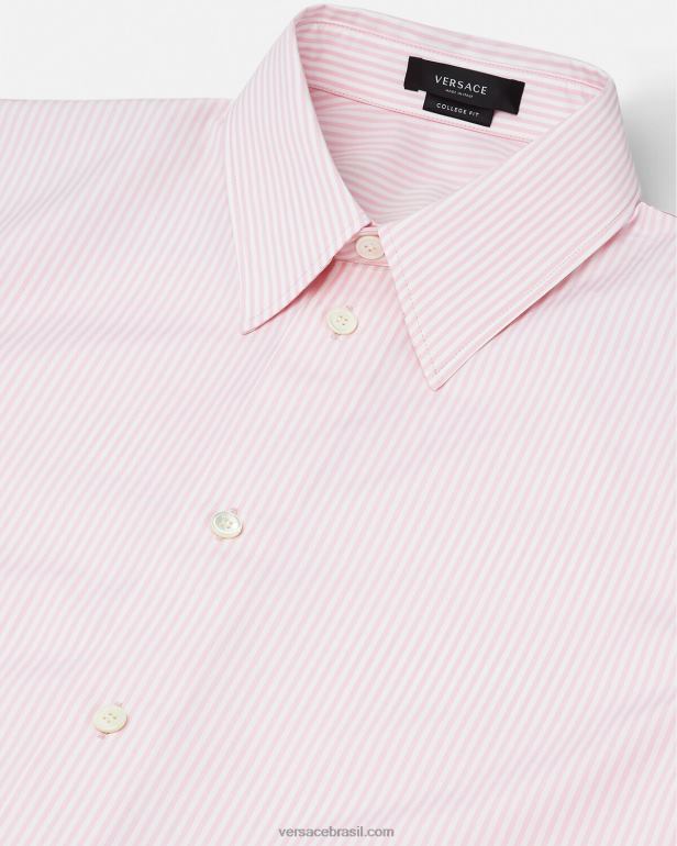 roupas P2TX1294 Versace camisa barroca listrada concha imprimir homens